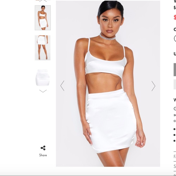 White satin skirt set Clearance